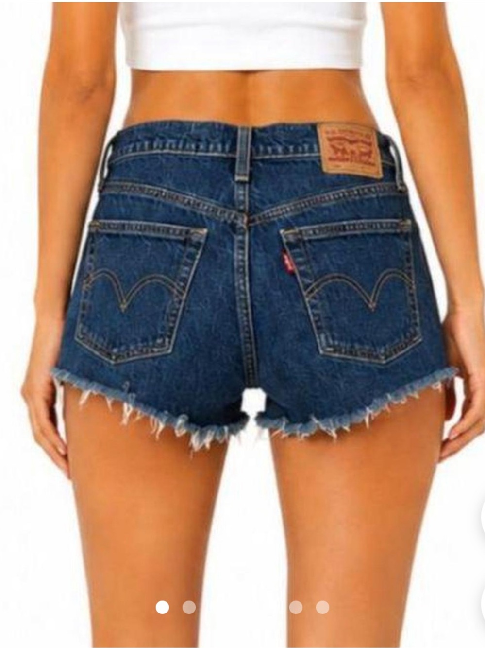 Levi's Dark Blue High-Rise Cutoff Denim Shorts